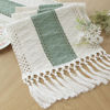 Picture of FEXIA Sage Green Table Runner 72 Inches Long with Tassels Boho Macrame Farmhouse Table Runners for Home Decor Party Bohemian Rustic Bridal Shower Dining Decorations(12x72 Inches)