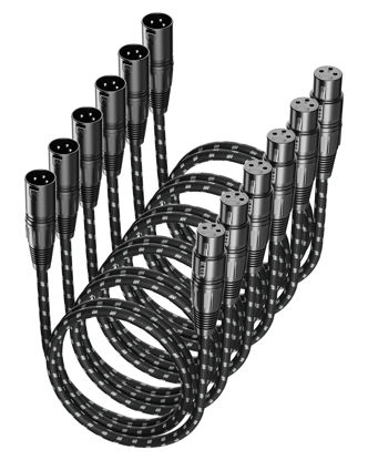 Picture of VANDESAIL Microphone Cable, XLR Cables 3ft 6 Pack, Braided Balanced Mic Cable Male to Female 3 Pin Connector for Microphones, Mixer, Speaker Systems and More