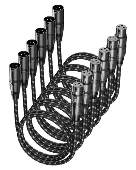 Picture of VANDESAIL Microphone Cable, XLR Cables 3ft 6 Pack, Braided Balanced Mic Cable Male to Female 3 Pin Connector for Microphones, Mixer, Speaker Systems and More