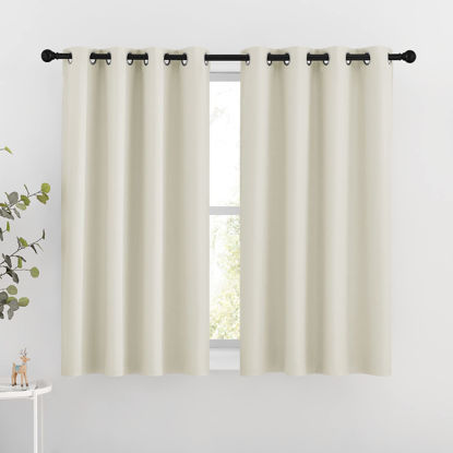 Picture of NICETOWN Room Darkening Curtains and Drapes for Bedroom - Grommet Energy Saving Thermal Insulated Light Blocking Window Treatments for Kitchen (Beige, 1 Pair, W46 x L54)