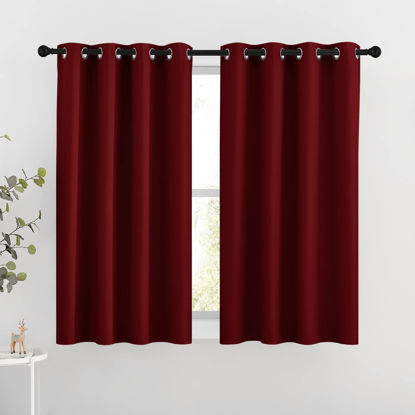 Picture of NICETOWN Blackout Draperies Curtain Panels - Thermal Insulated Solid Grommet Blackout Curtains/Panels/Drapes for Living Room(Burgundy Red, 1 Pair, 46 by 54-Inch)