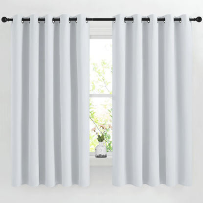 Picture of NICETOWN Room Darkening Curtains for Living Room - Easy Care Solid Thermal Insulated Grommet Room Darkening Curtains/Panels/Drapes for Bedroom (2 Panels, 66 by 66, Greyish White)