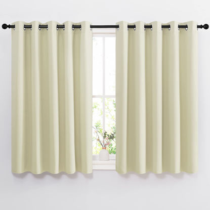 Picture of NICETOWN Room Darkening Curtains and Drapes for Bedroom - Grommet Energy Saving Thermal Insulated Light Blocking Window Treatments for Kitchen (Beige, 1 Pair, W66 x L54)