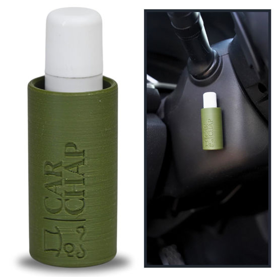 Picture of CarChap Car Lip Balm Holder [THE ORIGINAL], Chapstick Holder for Car, Mess Free in the Heat, Featured in Car and Driver. USA Made, Patent Pending. Interior Car Accessories for Women, Men [ARMY GREEN]