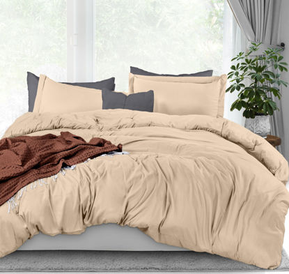 Picture of Utopia Bedding Duvet Cover King Size - 1 Duvet Cover with 2 Pillow Shams - 3 Pieces Bedding Duvet Cover with Zipper Closure - Soft Brushed Microfiber, 104 X 90 Inches (King, Beige)