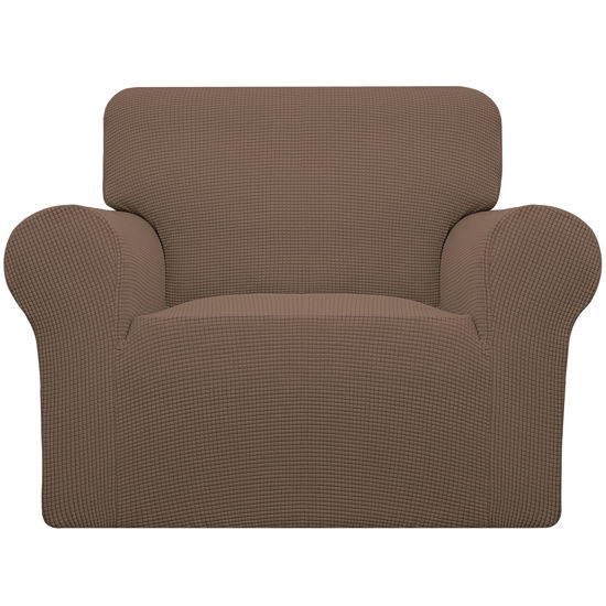 Picture of Easy-Going Stretch Oversized Chair Sofa Slipcover 1-Piece Couch Sofa Cover Furniture Protector Soft with Elastic Bottom for Kids Spandex Jacquard Fabric Small Checks Brown