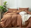 Picture of MooMee Bedding Duvet Cover Set 100% Washed Cotton Linen Like Textured Breathable Durable Soft Comfy (Dark Orange, Full)