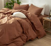 Picture of MooMee Bedding Duvet Cover Set 100% Washed Cotton Linen Like Textured Breathable Durable Soft Comfy (Dark Orange, Full)