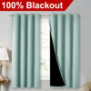 Picture of NICETOWN Aqua Blue 100% Blackout Lined Curtains, 2 Thick Layers Completely Blackout Window Treatment Thermal Insulated Drapes for Kitchen/Bedroom (1 Pair, 52" Width x 63" Length Each Panel)