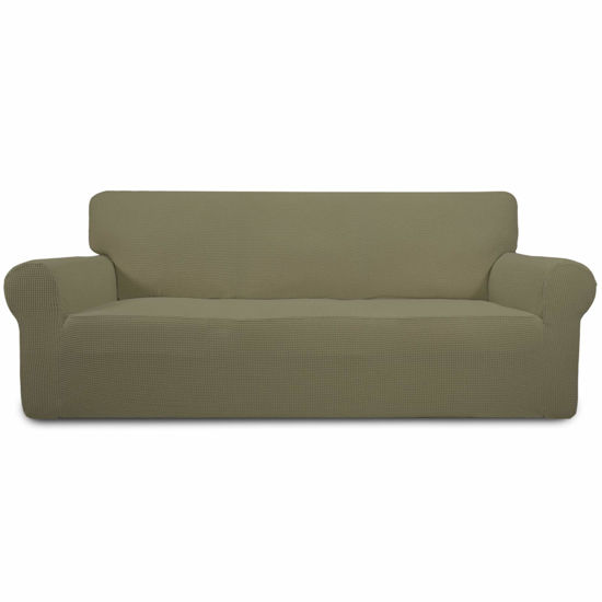 Picture of Easy-Going Stretch Oversized Sofa Slipcover 1-Piece Sofa Cover Furniture Protector Couch Soft with Elastic Bottom for Kids, Polyester Spandex Jacquard Fabric Small Checks Khaki