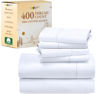 Picture of California Design Den 6-Pc Queen Size Sheet Set with 4 Pillowcases - 400 Thread Count 100% Cotton Sheets, Cooling Sateen Weave, Luxury Deep Pocket Bedsheets Set - Bright White