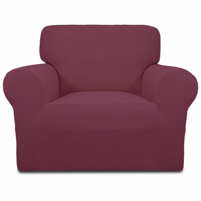 Picture of Easy-Going Stretch Chair Sofa Slipcover 1-Piece Couch Sofa Cover Furniture Protector Soft with Elastic Bottom for Kids, Pet. Spandex Jacquard Fabric Small Checks (Chair, ASH Rose)