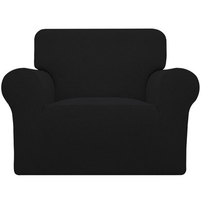 Picture of Easy-Going Stretch Oversized Chair Sofa Slipcover 1-Piece Couch Sofa Cover Furniture Protector Soft with Elastic Bottom for Kids Spandex Jacquard Fabric Small Checks Black