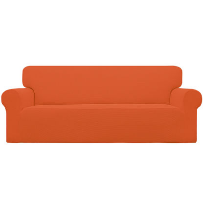 Picture of Easy-Going Stretch Sofa Slipcover 1-Piece Sofa Cover Furniture Protector Couch Soft with Elastic Bottom for Kids, Polyester Spandex Jacquard Fabric Small Checks (Sofa, Orange)