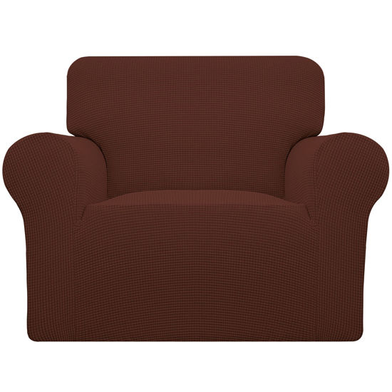 Picture of Easy-Going Stretch Oversized Chair Sofa Slipcover 1-Piece Couch Sofa Cover Furniture Protector Soft with Elastic Bottom for Kids Spandex Jacquard Fabric Small Checks Coffee