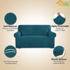 Picture of Easy-Going Stretch Loveseat Slipcover 1-Piece Sofa Cover Furniture Protector Couch Soft with Elastic Bottom for Kids Polyester Spandex Jacquard Fabric Small Checks (Loveseat, Peacock Blue)