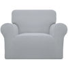 Picture of Easy-Going Stretch Chair Sofa Slipcover 1-Piece Couch Sofa Cover Furniture Protector Soft with Elastic Bottom for Kids, Pet. Spandex Jacquard Fabric Small Checks (Chair, Silver Gray)