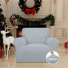 Picture of Easy-Going Stretch Chair Sofa Slipcover 1-Piece Couch Sofa Cover Furniture Protector Soft with Elastic Bottom for Kids, Pet. Spandex Jacquard Fabric Small Checks (Chair, Silver Gray)