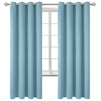 Picture of BGment Room Darkening Curtains 72 Inches Long - Grommet Thermal Insulated Drapes Window Treatment Curtains for Bedroom, 2 Panels, 52 x 72 Inch, Greyish Blue