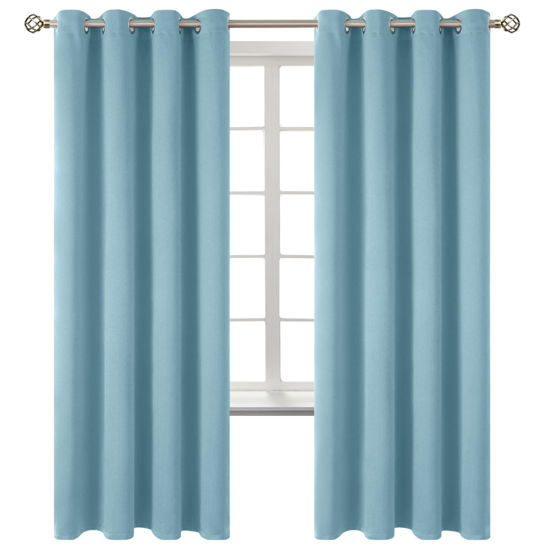 Picture of BGment Room Darkening Curtains 72 Inches Long - Grommet Thermal Insulated Drapes Window Treatment Curtains for Bedroom, 2 Panels, 52 x 72 Inch, Greyish Blue
