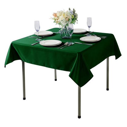 Picture of Cupuamon Square Tablecloth 52x52 inch Washable Polyester Fabric Table Cloth for Wedding Party Dining Banquet Decoration（52x52,Hunter）