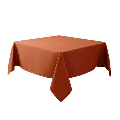 Picture of Biscaynebay Fall Tablecloth Textured Fabric Square Tablecloths 90x90 Inch, Rust Thanksgiving Autumn Harvest Water Resistant Fabric Tablecloths for Kitchen, Dining, Wedding, Parties Machine Washable