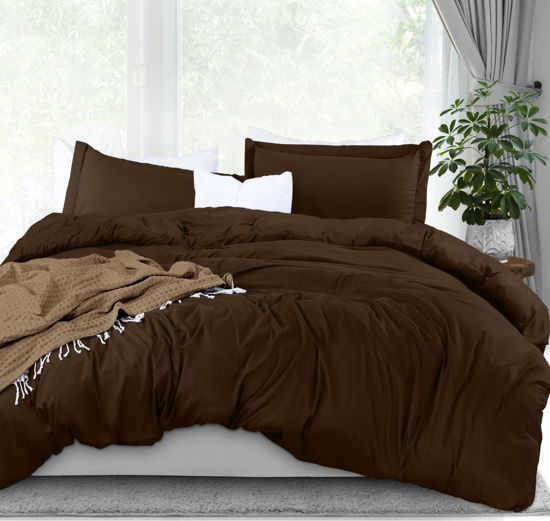 Picture of Utopia Bedding Duvet Cover King Size - 1 Duvet Cover with 2 Pillow Shams - 3 Pieces Bedding Duvet Cover with Zipper Closure - Soft Brushed Microfiber, 104 X 90 Inches (King, Brown)