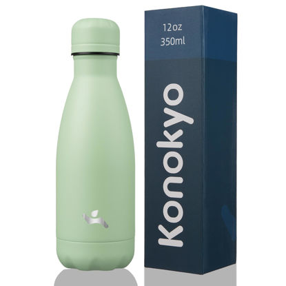 Picture of Konokyo Insulated Water Bottles,12 oz Double Wall Stainless Steel Vacumm Metal Flask for Sports Travel,Macaron Green