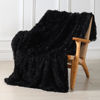 Picture of Tuddrom Decorative Extra Soft Faux Fur Blanket Queen Size 80" x 90",Solid Reversible Fuzzy Long Hair Shaggy Blanket,Fluffy Cozy Plush Fleece Comfy Microfiber Fur Blanket for Couch Sofa Bed,Black