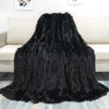 Picture of Tuddrom Decorative Extra Soft Faux Fur Blanket Queen Size 80" x 90",Solid Reversible Fuzzy Long Hair Shaggy Blanket,Fluffy Cozy Plush Fleece Comfy Microfiber Fur Blanket for Couch Sofa Bed,Black