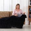 Picture of Tuddrom Decorative Extra Soft Faux Fur Blanket Queen Size 80" x 90",Solid Reversible Fuzzy Long Hair Shaggy Blanket,Fluffy Cozy Plush Fleece Comfy Microfiber Fur Blanket for Couch Sofa Bed,Black