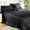 Picture of Bedsure King Size Sheet Set, Cooling Sheets King, Rayon Derived from Bamboo, Deep Pocket Up to 16", Breathable & Soft Bed Sheets, Hotel Luxury Silky Bedding Sheets & Pillowcases, Black