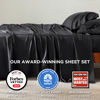 Picture of Bedsure King Size Sheet Set, Cooling Sheets King, Rayon Derived from Bamboo, Deep Pocket Up to 16", Breathable & Soft Bed Sheets, Hotel Luxury Silky Bedding Sheets & Pillowcases, Black