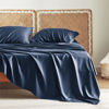 Picture of Bedsure Queen Sheets, Rayon Derived from Bamboo, Queen Cooling Sheet Set, Deep Pocket Up to 16", Breathable & Soft Bed Sheets, Hotel Luxury Silky Bedding Sheets & Pillowcases, Navy