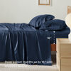 Picture of Bedsure Queen Sheets, Rayon Derived from Bamboo, Queen Cooling Sheet Set, Deep Pocket Up to 16", Breathable & Soft Bed Sheets, Hotel Luxury Silky Bedding Sheets & Pillowcases, Navy