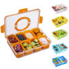 Picture of WACOI Divided Snack Serving Tray with Lid and Handle Travel Snackle Charcuterie Container Portable Storage Organizer for Candy, Fruits, Nuts, Snacks, Party, Picnic (1pack, Orange)