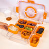 Picture of WACOI Divided Snack Serving Tray with Lid and Handle Travel Snackle Charcuterie Container Portable Storage Organizer for Candy, Fruits, Nuts, Snacks, Party, Picnic (1pack, Orange)