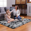 Picture of Ophanie Tie-Dyed Black&Grey Area Rugs for Bedroom Living Room, Fluffy Shag Fuzzy Carpet, Plush Shaggy Rug, 4x6 Indoor Carpet for Kids Boys Dorm Home Decor Aesthetic, Nursery