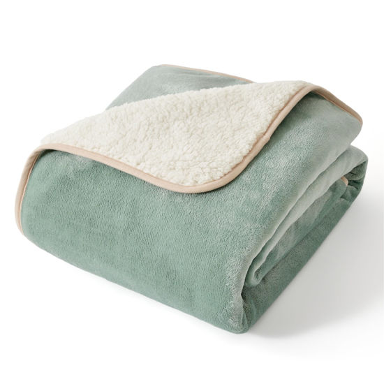 Picture of Bedsure Waterproof Dog Blankets for Large Dogs - Large Cat Blanket Washable for Couch Protection, Sherpa Fleece Puppy Blanket, Soft Plush Reversible Throw Furniture Protector, 40"X50", Light Green