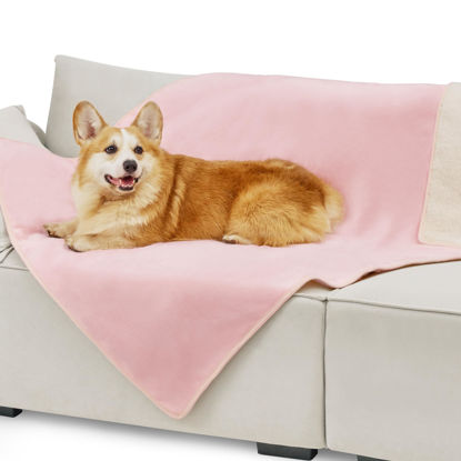 Picture of Bedsure Cat Blanket for Indoor Cats - Waterproof Calming Cat Blankets for Couch Protection, Sherpa Fleece Pet Blanket, Soft Plush Reversible Throw Furniture Protector, 50"x40", Pink