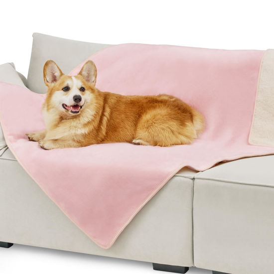 Picture of Bedsure Cat Blanket for Indoor Cats - Waterproof Calming Cat Blankets for Couch Protection, Sherpa Fleece Pet Blanket, Soft Plush Reversible Throw Furniture Protector, 50"x40", Pink