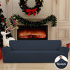 Picture of Easy-Going Stretch 4 Seater Sofa Slipcover 1-Piece Sofa Cover Furniture Protector Couch Soft with Elastic Bottom for Kids, Polyester Spandex Jacquard Fabric Small Checks Dark Blue