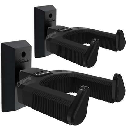 Picture of Guitar Wall Mount 2 Pack, Auto Lock Guitar Hanger Black Hardwood, Guitar Wall Hangers, Guitar Holder Hook Wall Stand for Classical, Acoustic, Electric Guitar, Banjo, Bass, Gift for Guitar Player