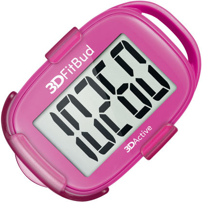 Picture of 3DFitBud Simple Step Counter Walking 3D Pedometer with Clip & Lanyard - A420S - Pink
