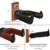 Picture of Guitar Wall Mount 2 Pack, Auto Lock Black Walnut Wood Guitar Hanger, Guitar Wall Hangers, Guitar Holder Hook Wall Stand for Classical, Acoustic, Electric Guitar, Banjo, Bass, Gift for Guitar Player