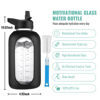 Picture of CIVAGO 64 oz Glass Water Bottle Jug with Straw and Handle, Half Gallon Sports Motivational Water Bottle with Time Marker and 2 Lids, Water Flask Canteen with Silicone Sleeve for Gym, Sage