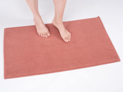 Picture of Cotton Paradise 100% Cotton Non Slip Bath Mats for Bathroom, 17x24 inch Soft Absorbent Quick Dry Machine Washable Floor Bath Mat, Coral Bath Rug
