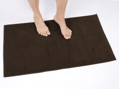 Picture of Cotton Paradise 100% Cotton Non Slip Bath Mats for Bathroom, 17x24 inch Soft Absorbent Quick Dry Machine Washable Floor Bath Mat, Brown Bath Rug