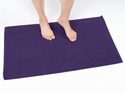 Picture of Cotton Paradise 100% Cotton Non Slip Bath Mats for Bathroom, 20x34 inch Soft Absorbent Quick Dry Machine Washable Floor Bath Mat, Purple Bath Rug