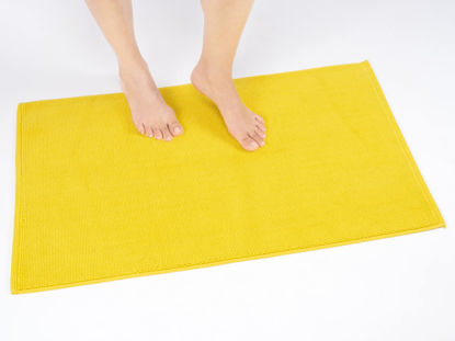 Picture of Cotton Paradise 100% Cotton Non Slip Bath Mats for Bathroom, 20x34 inch Soft Absorbent Quick Dry Machine Washable Floor Bath Mat, Yellow Bath Rug